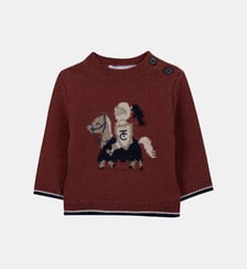 Pull - Bordeaux laine broderie chevalier Tartine Et Chocolat