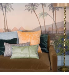 Housse de coussin Croisière sur le Nil 100% lin Le Jacquard Francais