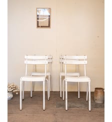 Lot de 4 chaises en métal blanc Alma N°1832- Produit chiné Debongout