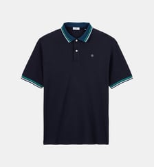 Polo manches courtes en coton maille piquée détails bicolores Serge Blanco