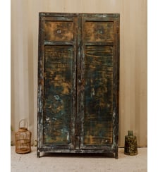 Armoire vestiaire en bois vert foncé Blandine N°487- Produit chiné Debongout