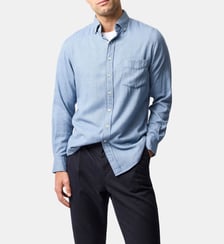 Chemise unie slim en coton et lyocell manches longes Barrhill Rodd & Gunn