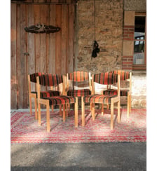 Lot de 5 chaises en velours à rayures Alma N°1984- Produit chiné Debongout