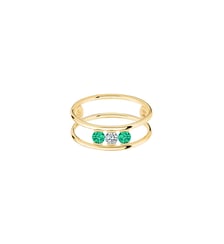 Bague HULA HOOP Trilogie - Diamant et émeraudes, poids total 0,25ct approx. - Or jaune 750‰ La Brune & La Blonde