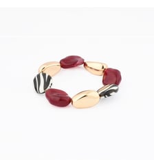Bracelet perles zébrées, bordeaux et doré Balaboosté