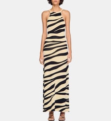 Robe longue en maille imprimé zèbre Sandro