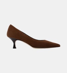 Roma - Escarpins En Cuir Chèvre Velours Cognac Parallèle