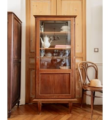 Bibliothèque vitrine en bois brut Madeleine N°758 - Produit chiné Debongout