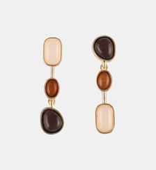 Boucles d'oreilles à cabochons asymétriques marron Balaboosté