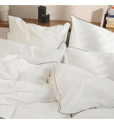 Taie d'oreiller en percale de coton lavé, DOUCEUR LAVÉE Blanc Cerise
