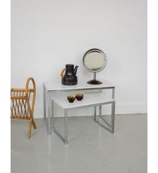 Duo de tables gigognes chromées Barbara N°143- Produit chiné Debongout
