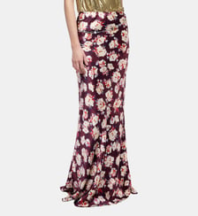 Jupe à motif floral en satin de soie Rabanne