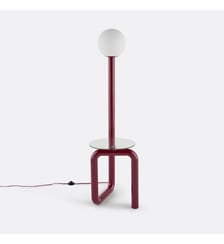 Lampadaire avec tablette, en métal fer, opaline et verre, hauteur 149 cm La Redoute Interieurs