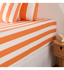 Drap-housse en coton, bonnet 25 cm, imprimé rayures La Redoute Interieurs