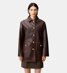 Veste droite large cuir mi-longue Claudie Pierlot