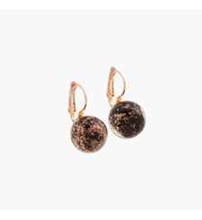 Boucles d'oreilles dormeuses perle de verre noire et dorée Balaboosté