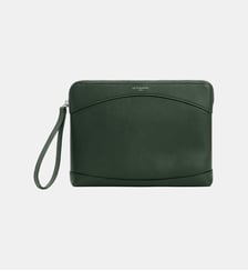 Pochette zippée en cuir grainé Le Tanneur