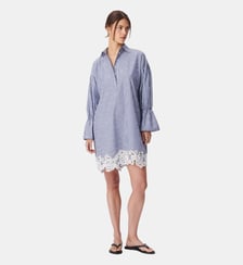 Robe chemise courte rayures et dentelle Ikks