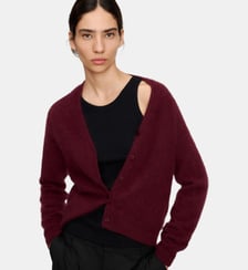 Cardigan brossé en laine mérinos à col V Adolfo Dominguez