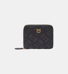 Portefeuille carré en cuir gaufré monogram Pinko