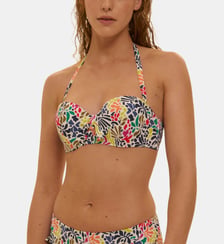 Haut de maillot de bain bandeau à coque - Imprimé tropico blanc Simone Pérèle