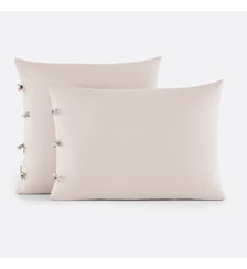 Taie d'oreiller unie à nouettes en coton La Redoute Interieurs