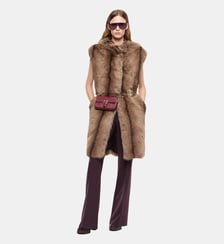 Gilet long ceinturé en fourrure synthétique Pinko