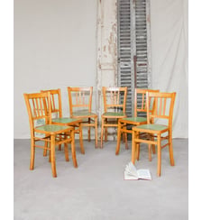 Lot de 6 chaises en bois Claude N°839- Produit chiné Debongout
