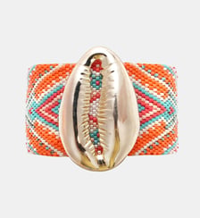 Bracelet manchette perles tissées avec cabochon coquillage APHASE Hipanema