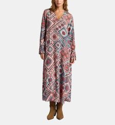 Robe chaco en crêpe de chine all-over Momonì