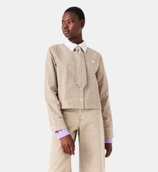 Chemise courte à carreaux strassée Maje