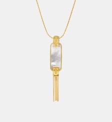 Collier pendentif nacre rectangulaire   doré à l'or fin - Ashanti Satellite