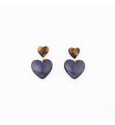 Boucles d'oreilles double cœur violet Balaboosté