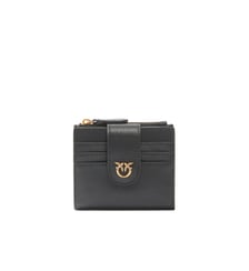 Petit portefeuille en cuir lisse à logo Pinko