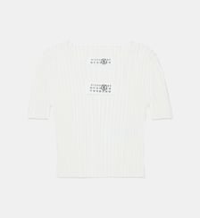 Top en maille côtelée avec logo numérique MM6 Maison Margiela