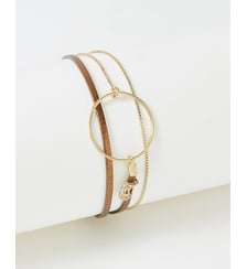 bracelet cuirs et chaines Nolah Metallic Brown Flowers for Zoe