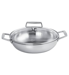 Plat sautoir en inox à 2 anses avec couvercle en verre Cristel
