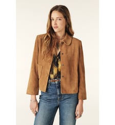 Veste droite Milas en cuir velours Ba&sh