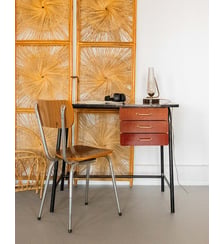 Bureau en formica foncé et métal Yvan N°513- Produit chiné Debongout