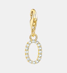 Thomas Sabo Pendentif Charm lettre O avec pierres blanches plaqué or doré or jaune 18 carats, Argent sterling 925 Thomas Sabo