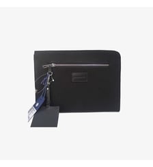 Pochette tablette en cuir et toile canvas noir Seattle Serge Blanco