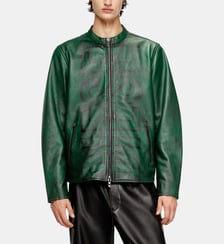 Veste de motard en cuir traité avec logo délavé Diesel