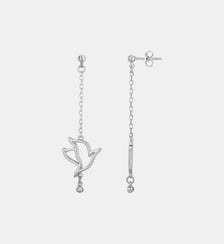 Boucles d'oreilles pendantes L'Hirondelle en Argent avec diamant blanc La Garçonne Diamant
