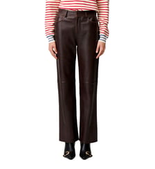 Pantalon droit cuir bouton doré Claudie Pierlot