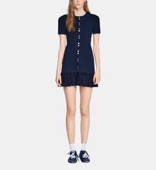 Robe courte en maille à volants Sandro