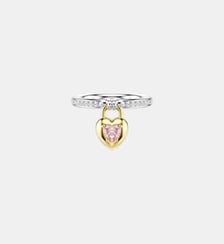 Bague avec motif Idyllia, Cœur, Rose, Finition mix de métal Swarovski