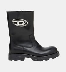 D-Hammer-Bottes en cuir découpées avec ferrures à logo Diesel