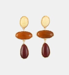 Boucles d'oreilles longues à cabochons marrons Balaboosté