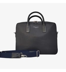 Sac ordinateur 14 pouces en cuir de vachette marron foncé Biarritz Serge Blanco