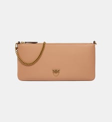 Horizontal flat bag en cuir Pinko